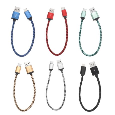 Cable de carga y transferencia rápida USB Type-C de nylon trenzado de 0,3 metros 2A