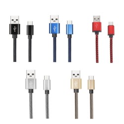 Cable USB Type-C de nylon trenzado de 2,1 A de transferencia y carga rápida