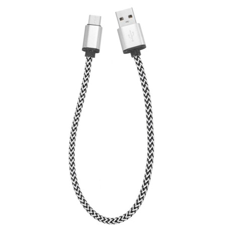 Cable de nailon trenzado de 0,3 metros, USB tipo C, para carga y transferencia rápida, 2 A