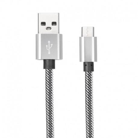 Câble en Nylon Tressé Type-C USB 1 mètre transfert et charge rapide 2.1A