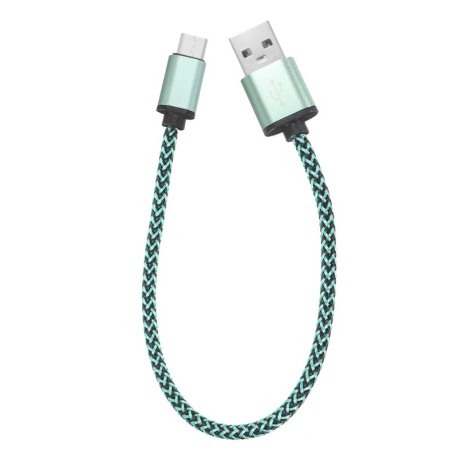 Cable de nailon trenzado de 0,3 metros, USB tipo C, para carga y transferencia rápida, 2 A