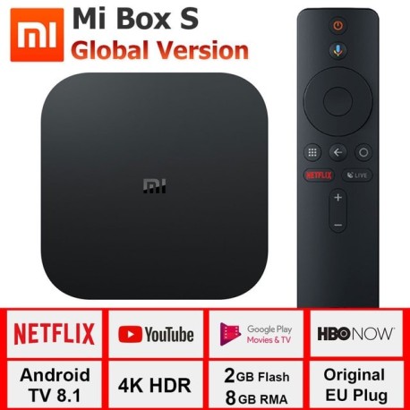Xiaomi mi TV Box S 4K HDR con Android 8.1, 2 GB, 8 GB, Wi-Fi y Bluetooth. Versión internacional original