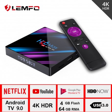 LEMFO h96 max, dispositivo de televisión inteligente con Android 9.0 y asistente de voz