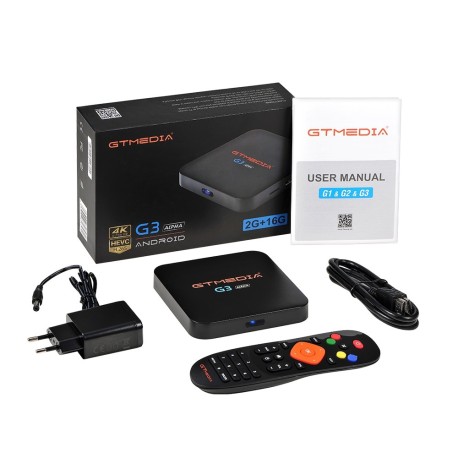 GTMEDIA G3 Android TV Box 4K IPTV 2 GB de RAM + 16 GB de ROM, WiFi, compatible con Netflix 
