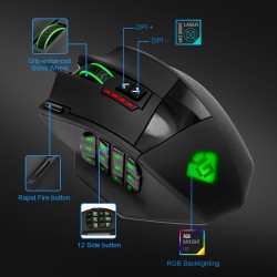  Rat&oacute;n gamer barato Rocketek 16400dpi 19 botones programables