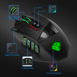  Souris gamers pas cher Rocketek 16400dpi 19 boutons programmable