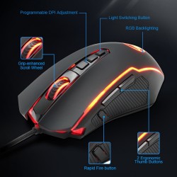 Redragon Rat&oacute;n para juegos con cable USB Ranger M910 RGB 