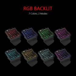 Teclado para juegos de una mano retroiluminado de 6400 ppp
