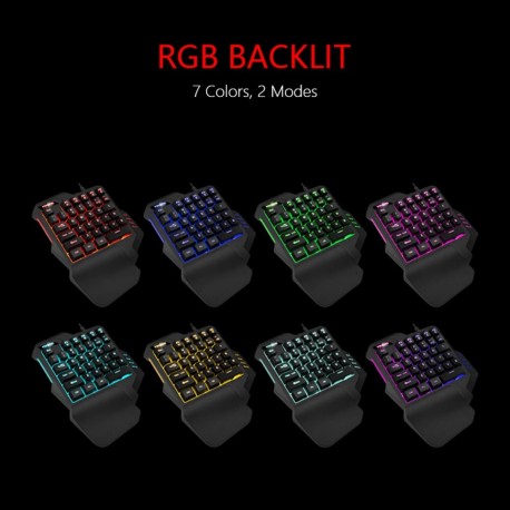 Teclado para juegos de una mano retroiluminado de 6400 ppp