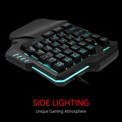 Teclado para juegos de una mano retroiluminado de 6400 ppp