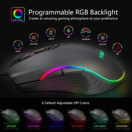 Teclado para juegos de una mano retroiluminado de 6400 ppp