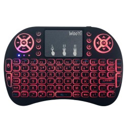 Teclado inalámbrico i8 Mini retroiluminado con 7 colores, 2,4 GHz, inglés y ruso; ratón Air con 3 colores, panel táctil y mando 