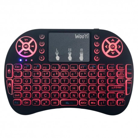 Teclado inalámbrico i8 Mini retroiluminado con 7 colores, 2,4 GHz, inglés y ruso; ratón Air con 3 colores, panel táctil y mando 