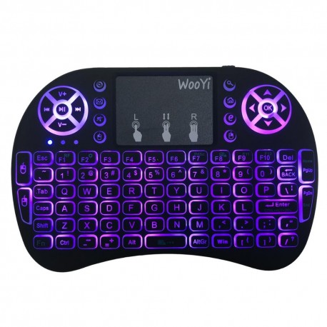Teclado inalámbrico i8 Mini retroiluminado con 7 colores, 2,4 GHz, inglés y ruso; ratón Air con 3 colores, panel táctil y mando 