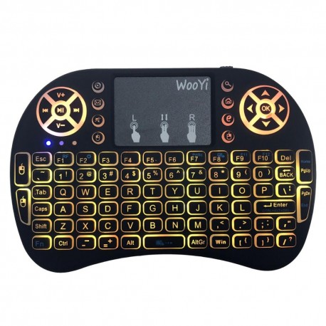 Teclado inalámbrico i8 Mini retroiluminado con 7 colores, 2,4 GHz, inglés y ruso; ratón Air con 3 colores, panel táctil y mando 
