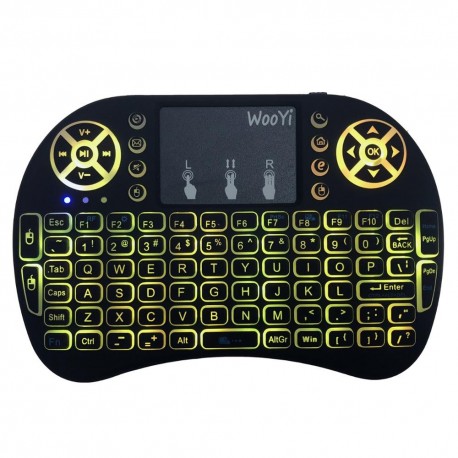 Teclado inalámbrico i8 Mini retroiluminado con 7 colores, 2,4 GHz, inglés y ruso; ratón Air con 3 colores, panel táctil y mando 