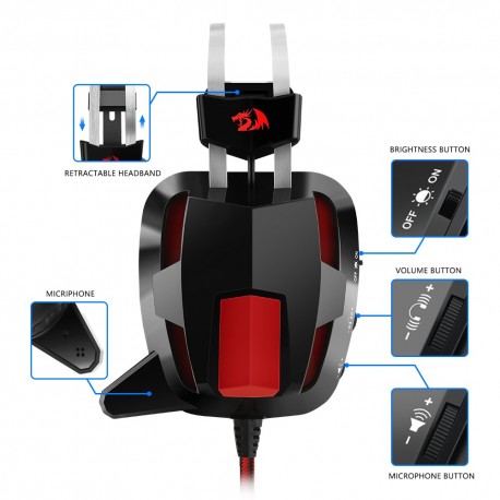  casque de jeu stéréo Gamer Redragon H201 