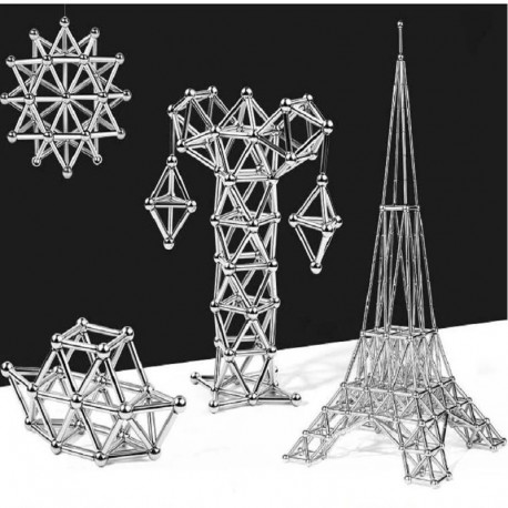 juego de construcción magnético con varillas magnéticas y bolas de metal