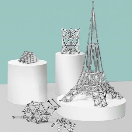 juego de construcción magnético con varillas magnéticas y bolas de metal