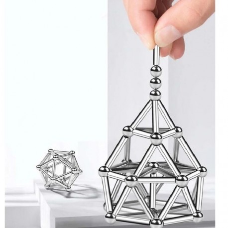 juego de construcción magnético con varillas magnéticas y bolas de metal