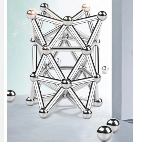 juego de construcción magnético con varillas magnéticas y bolas de metal
