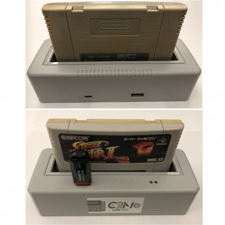 Original Super NES multi cartridge and rom adapter with usb key reader for rom