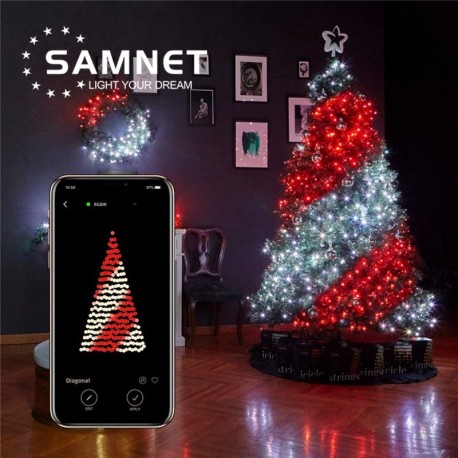 Guirnalda de Navidad con luces LED y aplicación para controlar la iluminación de forma ilimitada desde el smartphone; resistente