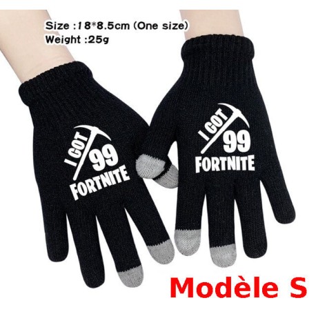Pair de Gants tactile Fortnite Homme Femme, Gants chauds pour utilisation smartphone