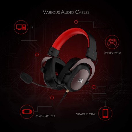 Redragon H510 Zeus Headset Gaming Headset with Detachable Microphone 7.1 for PC/PS5 Xbox X Game