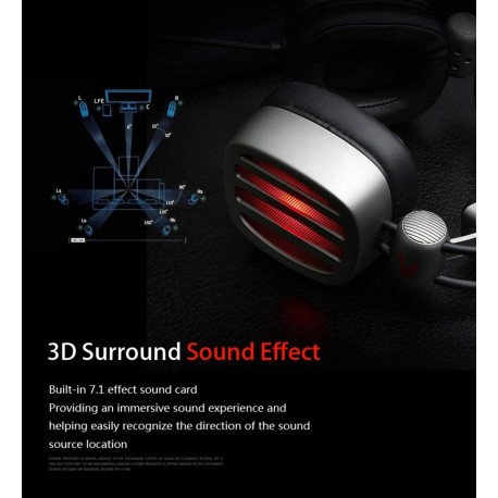 Auriculares XIBERIA S21: auriculares para videojuegos con micrófono, sonido envolvente 7.1, estéreo y luces LED