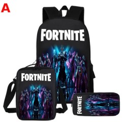 Mochila escolar infantil Fortnite resistente al agua y que brilla en la oscuridad - Juego de 3 o 5 piezas