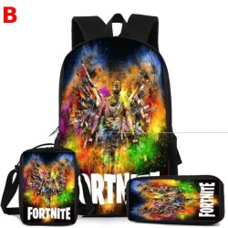 Mochila escolar infantil Fortnite resistente al agua y que brilla en la oscuridad - Juego de 3 o 5 piezas