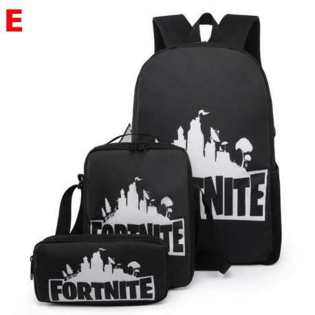 Set Fortnite waterproof and phosphorescent children's school bag - Set 3 or 5 pieces
