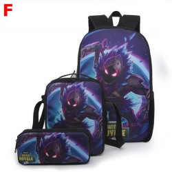 Mochila escolar infantil Fortnite resistente al agua y que brilla en la oscuridad - Juego de 3 o 5 piezas
