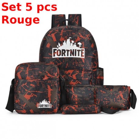 Set Fortnite waterproof and phosphorescent children's school bag - Set 3 or 5 pieces
