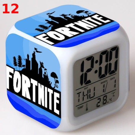 Réveil Fortnite numérique LED lumineuse pour bureau, table de nuit enfant