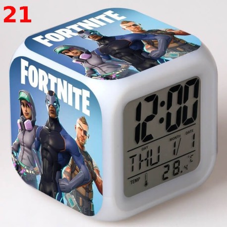 Réveil Fortnite numérique LED lumineuse pour bureau, table de nuit enfant