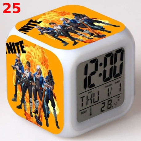 Réveil Fortnite numérique LED lumineuse pour bureau, table de nuit enfant