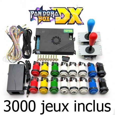 Caja Pandora DX 3000 con joystick americano HAPP y botón pulsador incluidos, 3000 juegos
