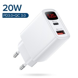 Cargador USB y Tipo C de 20 W - Carga rápida de teléfonos móviles de 5 V a 12 V