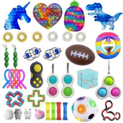 Juego de juguetes antiestrés, Fidget Toy, Pop Bubble, Pop it - Juguetes sensoriales de silicona para apretar y concentrarse