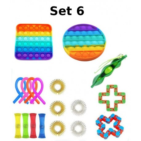 Juego de juguetes antiestrés, Fidget Toy, Pop Bubble, Pop it - Juguetes sensoriales de silicona para apretar y concentrarse