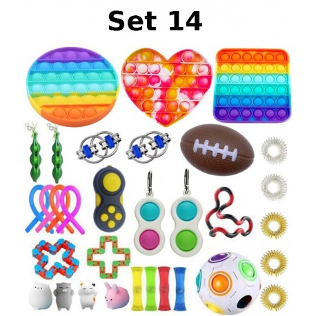 Juego de juguetes antiestrés, Fidget Toy, Pop Bubble, Pop it - Juguetes sensoriales de silicona para apretar y concentrarse