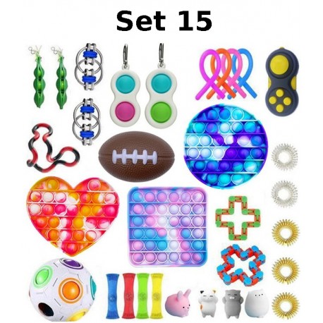 Juego de juguetes antiestrés, Fidget Toy, Pop Bubble, Pop it - Juguetes sensoriales de silicona para apretar y concentrarse