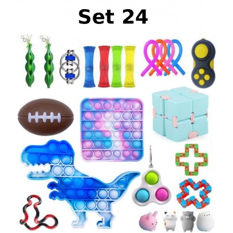 Juego de juguetes antiestrés, Fidget Toy, Pop Bubble, Pop it - Juguetes sensoriales de silicona para apretar y concentrarse
