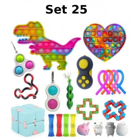 Juego de juguetes antiestrés, Fidget Toy, Pop Bubble, Pop it - Juguetes sensoriales de silicona para apretar y concentrarse