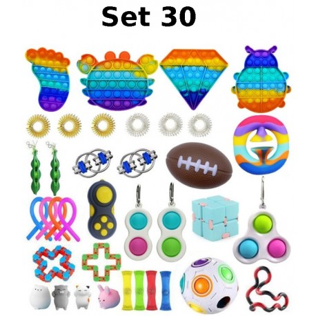 Juego de juguetes antiestrés, Fidget Toy, Pop Bubble, Pop it - Juguetes sensoriales de silicona para apretar y concentrarse