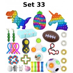 Set de jouets Anti-Stress, Fidget Toy, Pop Bubble, Pop it - Jouets Sensoriels &agrave; Presser en Silicone pour la Concentration
