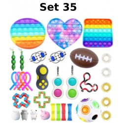 Set de jouets Anti-Stress, Fidget Toy, Pop Bubble, Pop it - Jouets Sensoriels &agrave; Presser en Silicone pour la Concentration