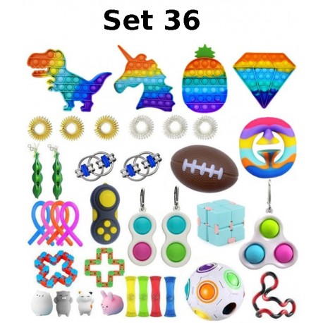 Juego de juguetes antiestrés, Fidget Toy, Pop Bubble, Pop it - Juguetes sensoriales de silicona para apretar y concentrarse
